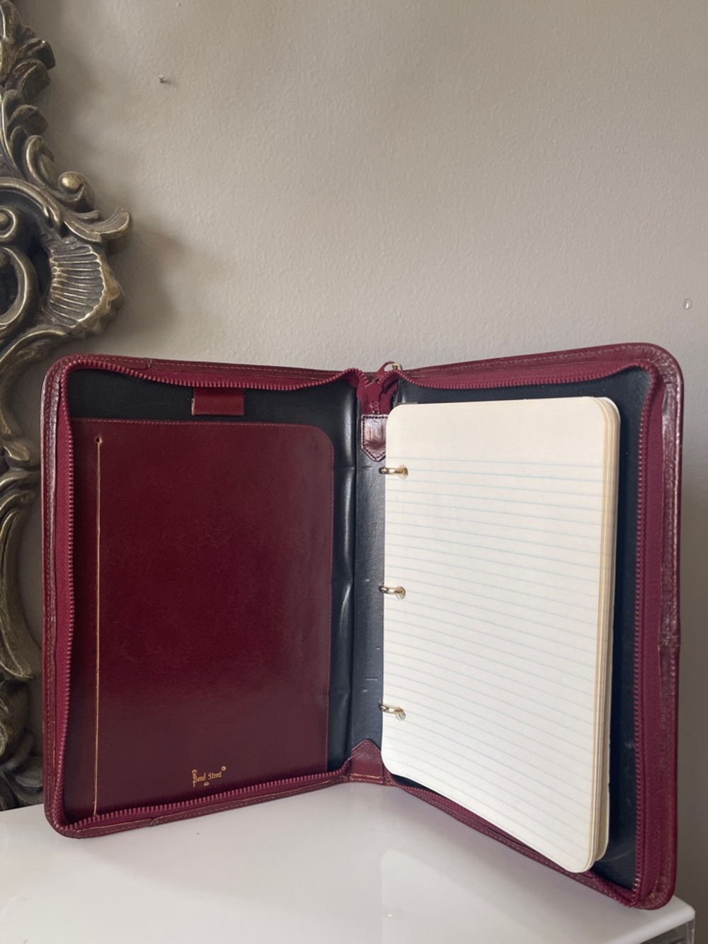 Leather Zip Binder Planner - Burgundy Home Office Organizer